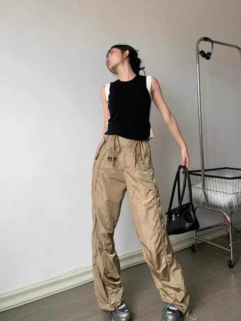 HELLO FASHION Drawstring Parachute Cargo Pants